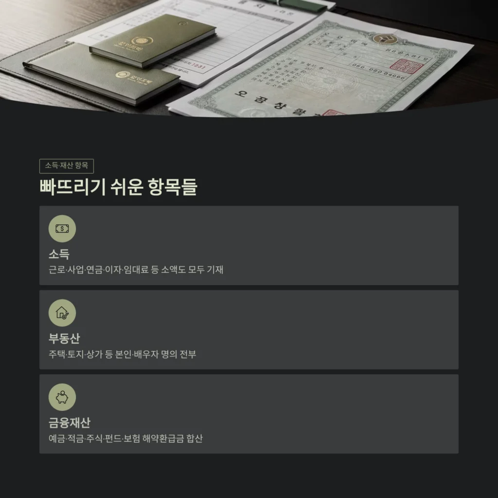 빠뜨리기 쉬운 항목들