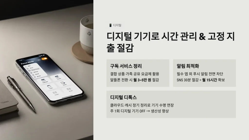 디지털 기기로 시간 관리 & 고정 지출 절감