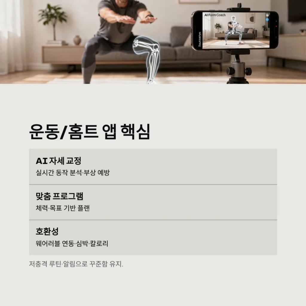 운동/홈트 앱 핵심